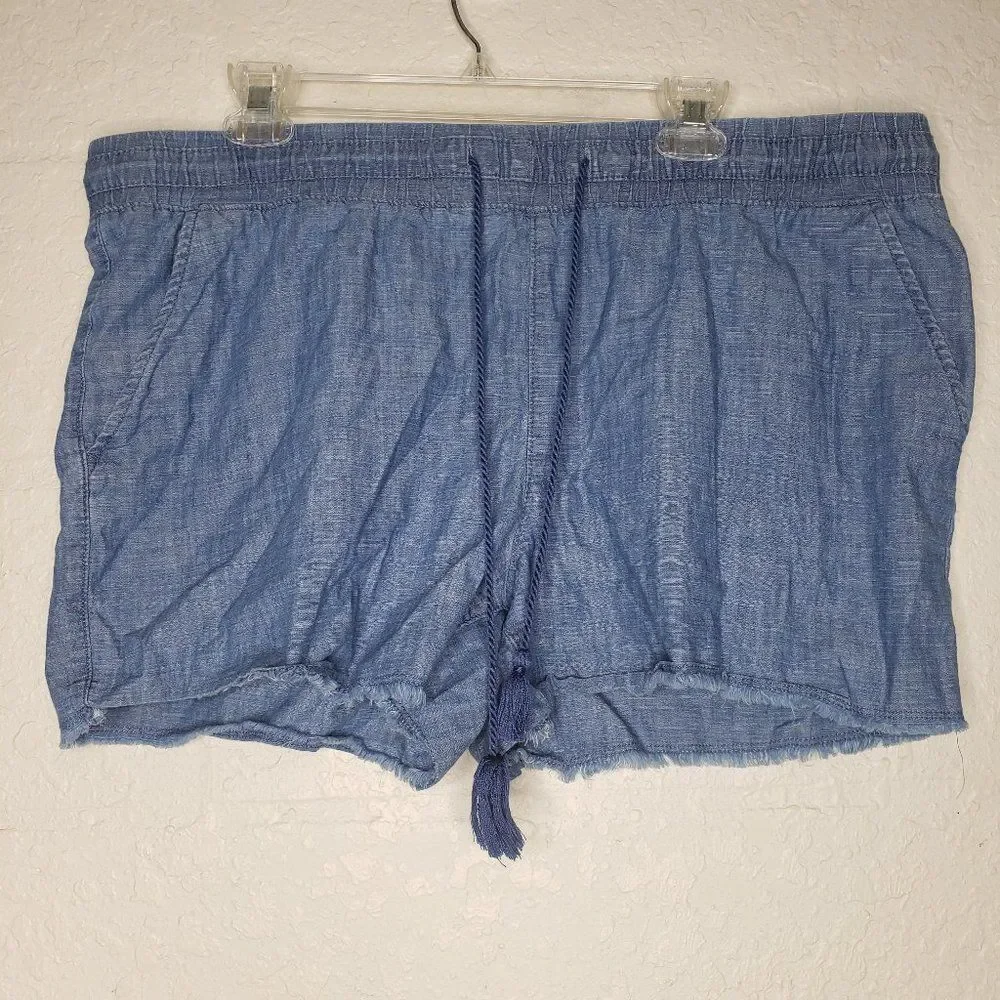 Time and Tru Chambray Jean Cutoff Fringe Shorts XL - Picture 5 of 13